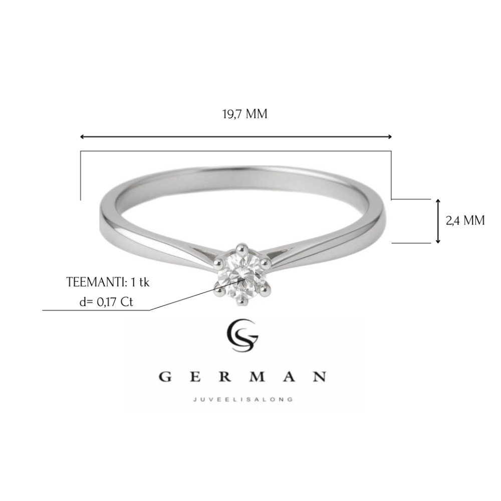 0,17 Ct Кольцо из белого золота с бриллиантом