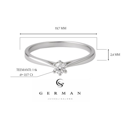 0,17 Ct Кольцо из белого золота с бриллиантом