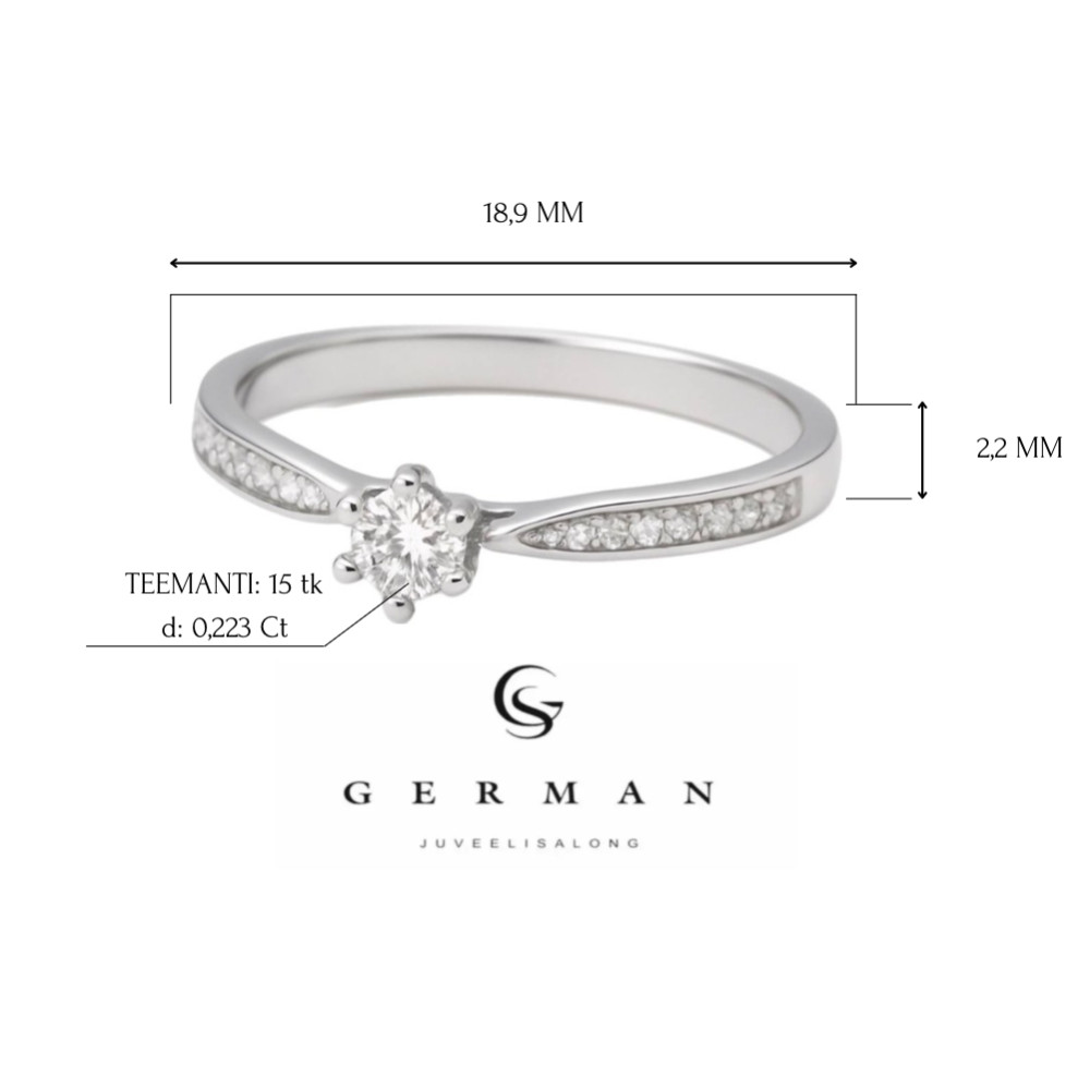 0,223 Ct Кольцо из белого золота с бриллиантами