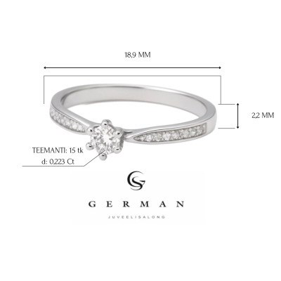 0,223 Ct Кольцо из белого золота с бриллиантами