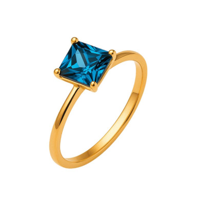 Rose Gold Ring with Blue Topaz