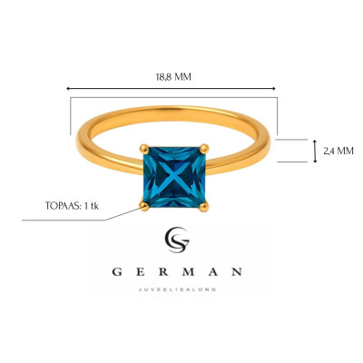 Rose Gold Ring with Blue Topaz