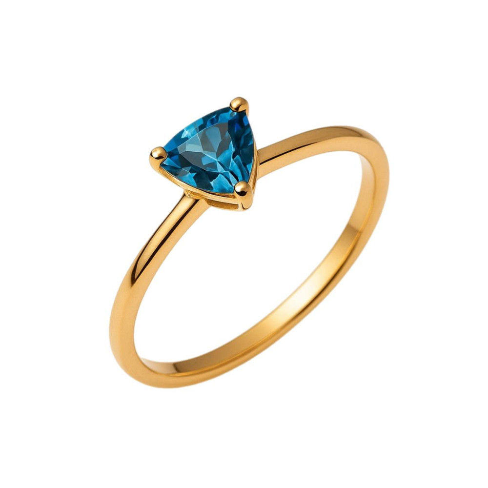 Rose Gold Ring with Triangle-Cut Blue Topaz