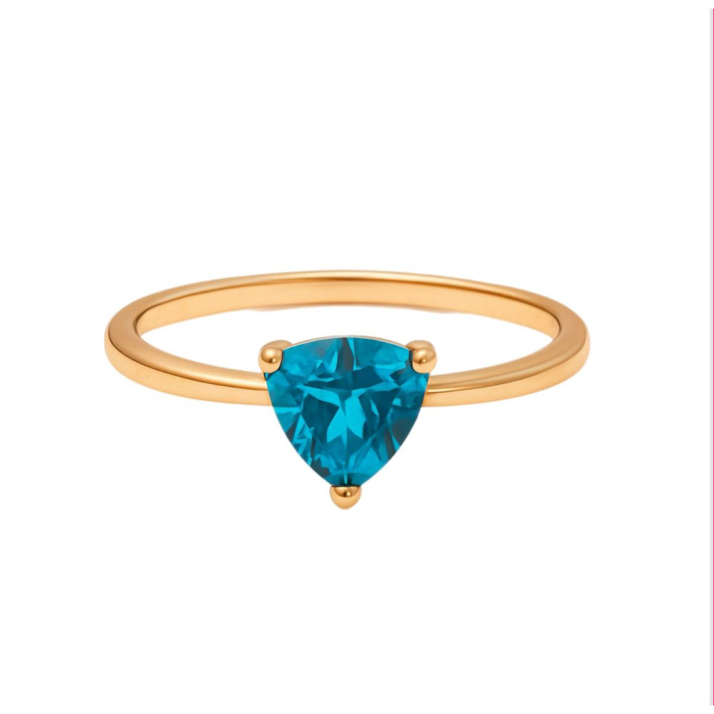 Rose Gold Ring with Triangle-Cut Blue Topaz
