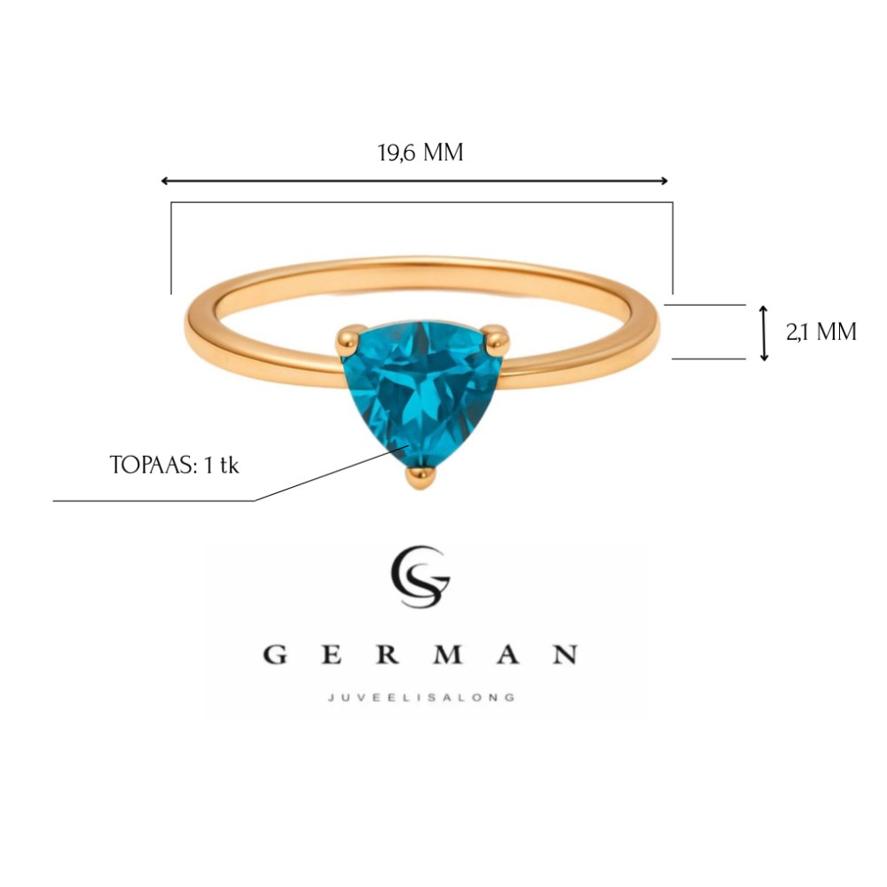 Rose Gold Ring with Triangle-Cut Blue Topaz