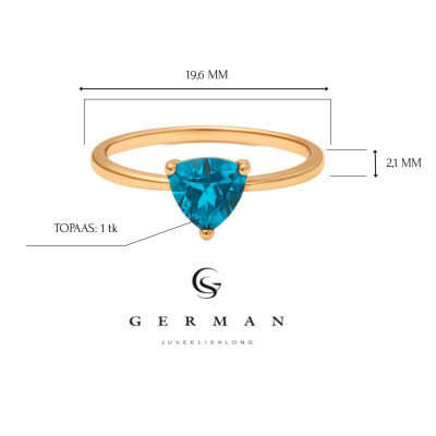 Rose Gold Ring with Triangle-Cut Blue Topaz