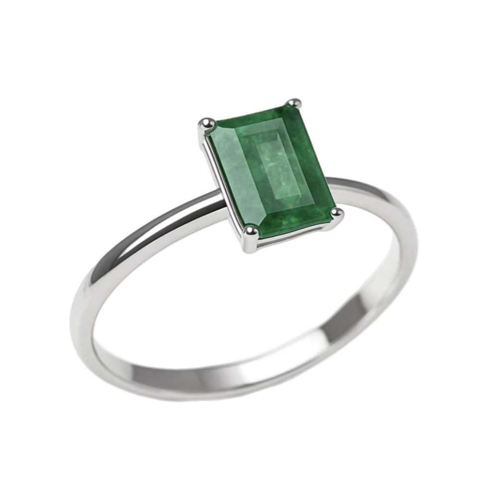 0,8 Ct Кольцо из белого золота с изумрудом