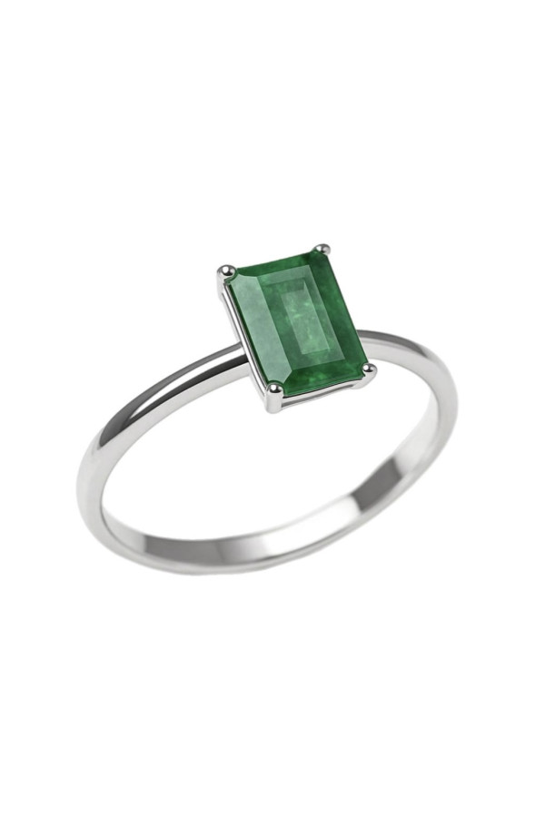 0,8 Ct Кольцо из белого золота с изумрудом