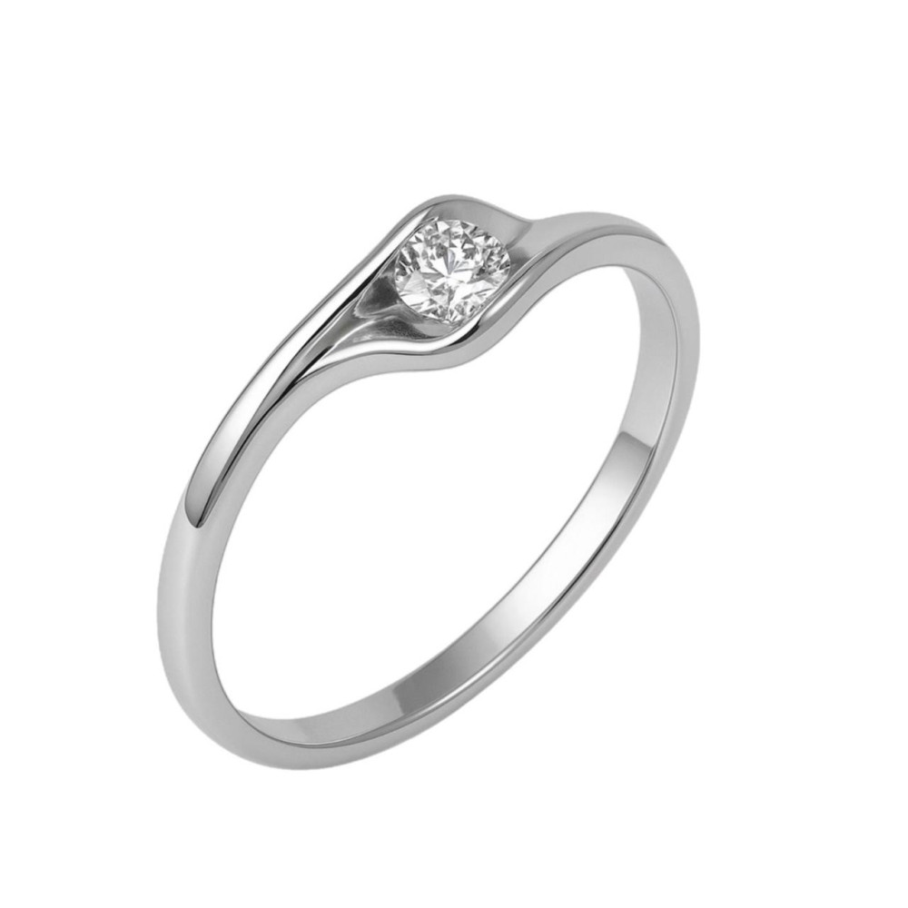 0,13 Ct Кольцо из белого золота с бриллиантом 