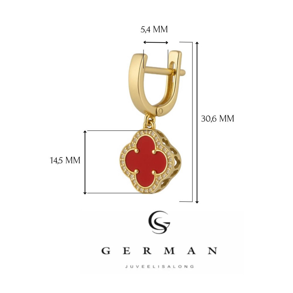 Roosakuldsed "Punane Ristik" Kõrvarõngad