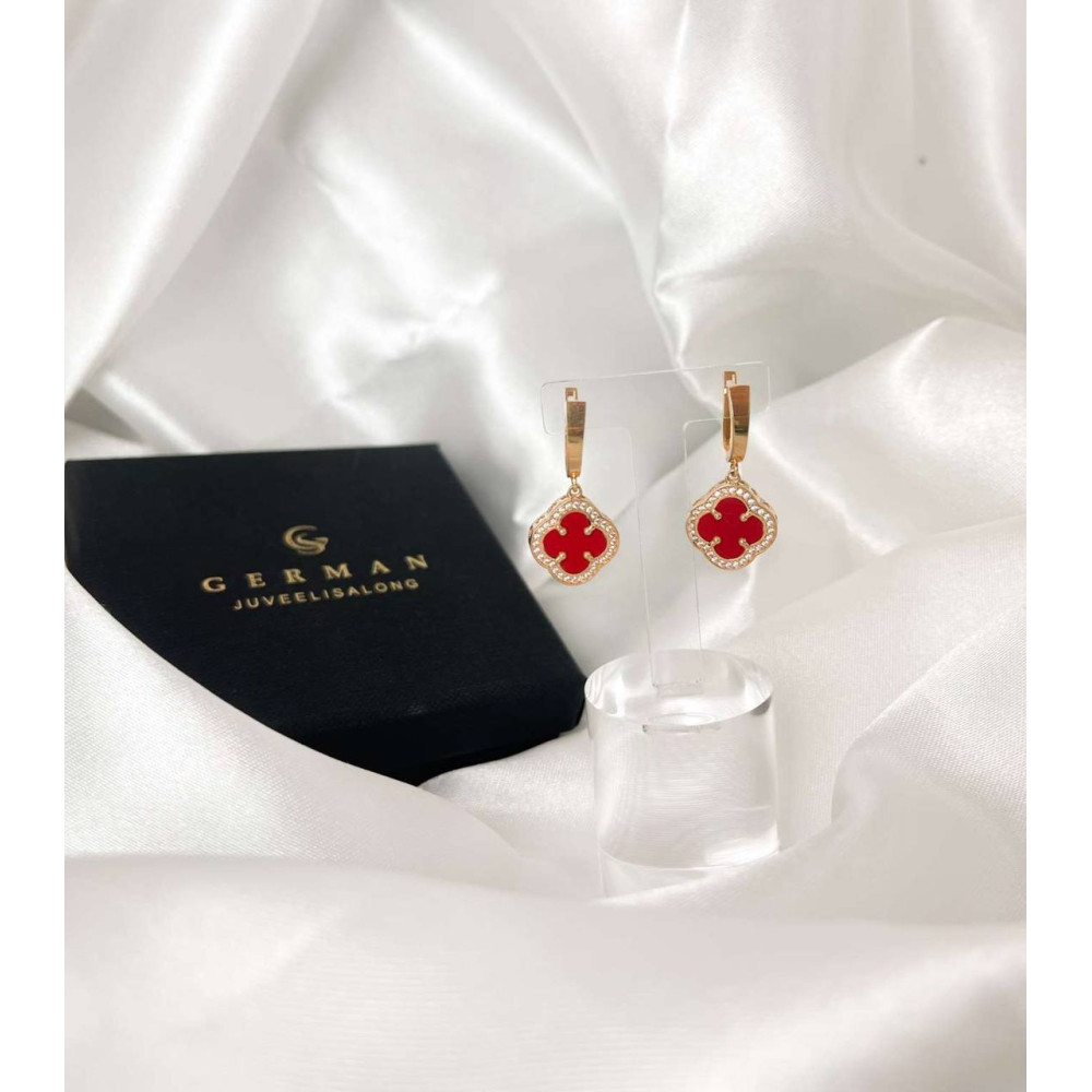 Roosakuldsed "Punane Ristik" Kõrvarõngad