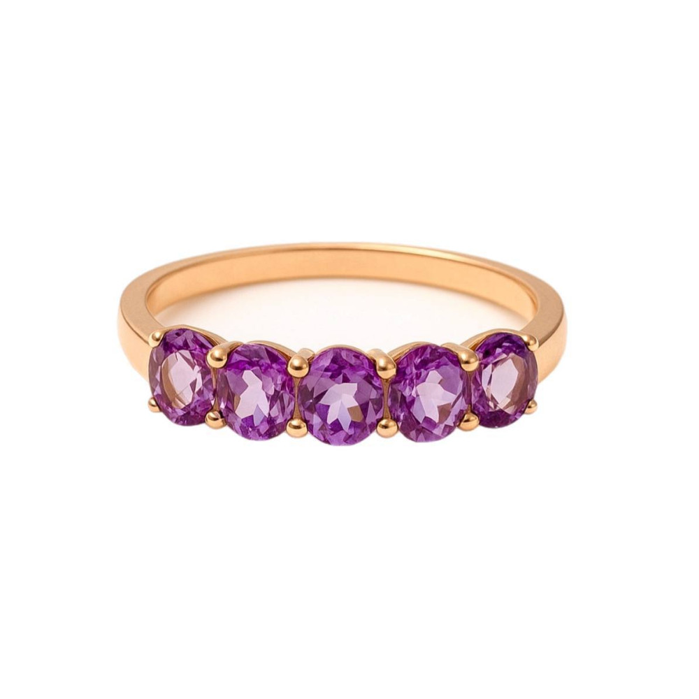 Rose Gold ring with Amethysts