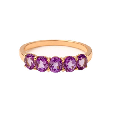 Rose Gold ring with Amethysts