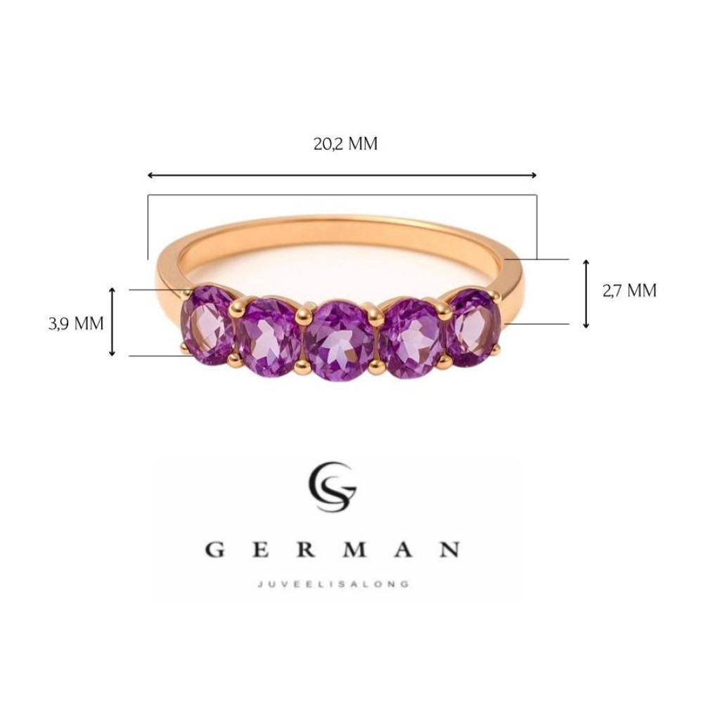 Rose Gold ring with Amethysts