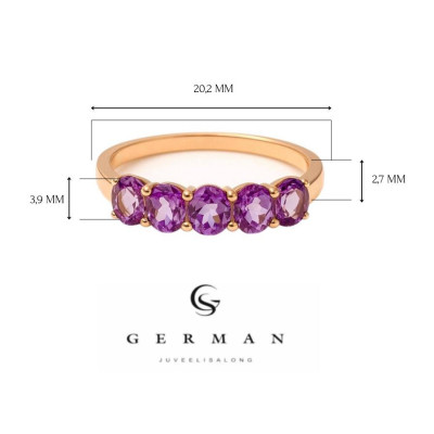 Rose Gold ring with Amethysts